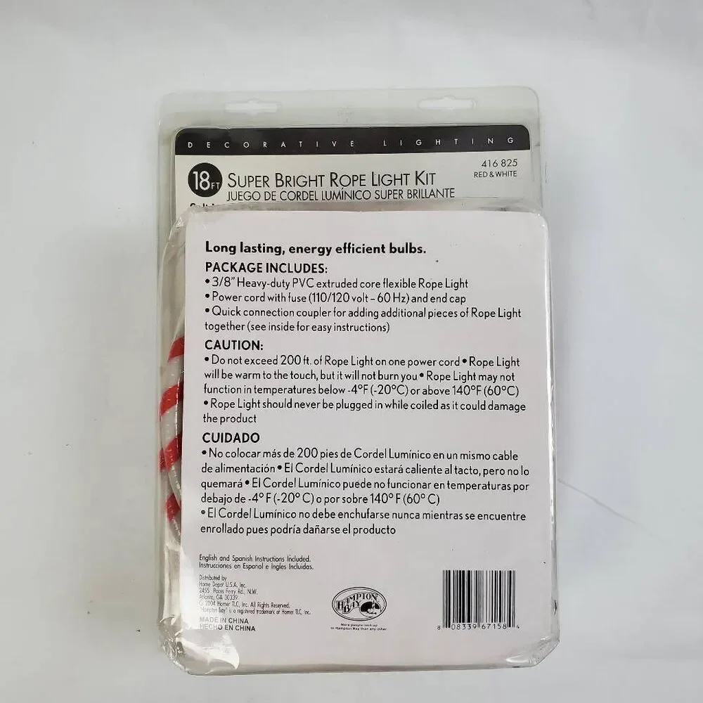 Hampton Bay 18FT Super Bright Rope Light Kit Red White Indoor Outdoor Holiday 41